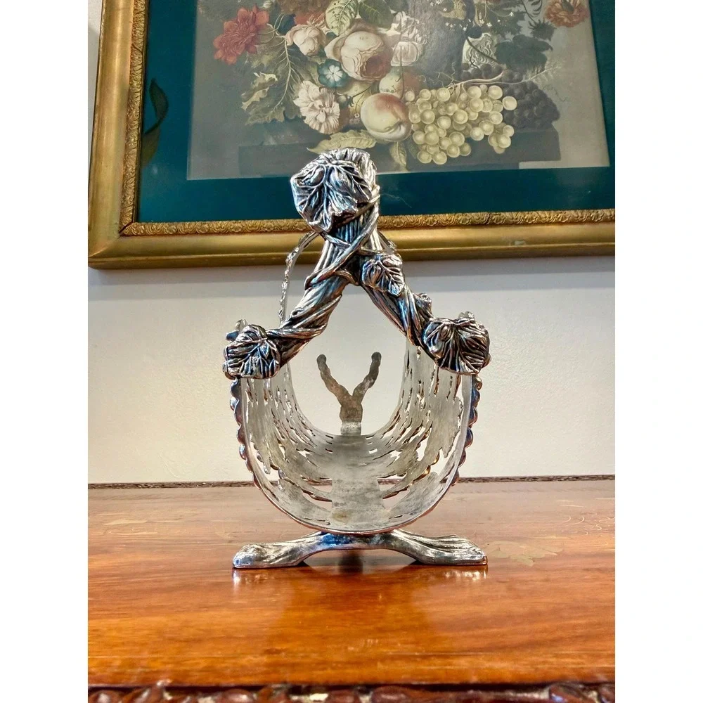 Vintage‎ Silverplate Wine Bottle Holder with Grapevine Design
